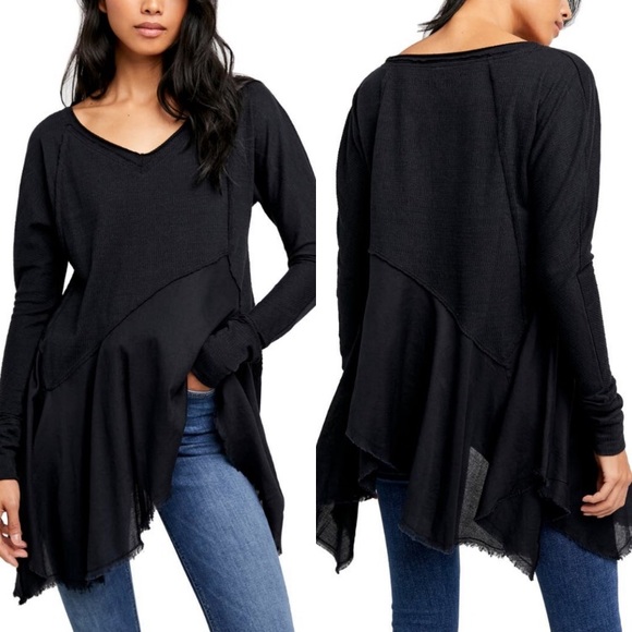 Free People Tops - Free People Coming In Hot Black Tunic Blouse New With Tags Oversized Size S